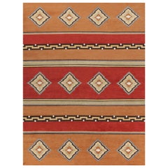 'LW11b, Pumpkin/Rust' Hand-Knotted Tibetan Rug Made in Nepal by New Moon Rugs