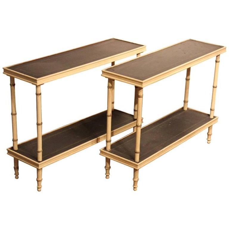 Pair Of 1960s Cream Painted Bamboo Sofa Tables At 1stdibs Want More Images