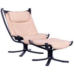 Vatne Møbler Falcon Chair Leather Crème Beige Chrome One-Seat Sigurd Resell