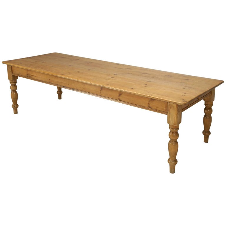 English Pine Farm Table with Drawer at 1stDibs