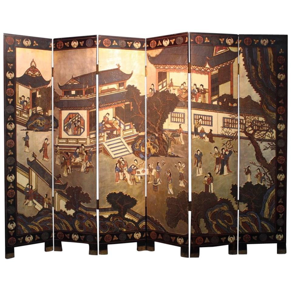 Large 19th Century Meiji Period Folding Screen