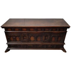 18th Century Italian Carved Cassone Trunk in Renaissance and Gothic Style