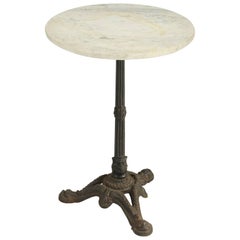 French Bistro Table in Carrera Marble with a Cast Iron Base