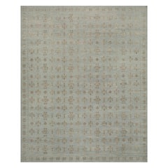 'Ottoman, Ice Blue' Hand-Knotted Tibetan Rug Made in Nepal by New Moon Rugs