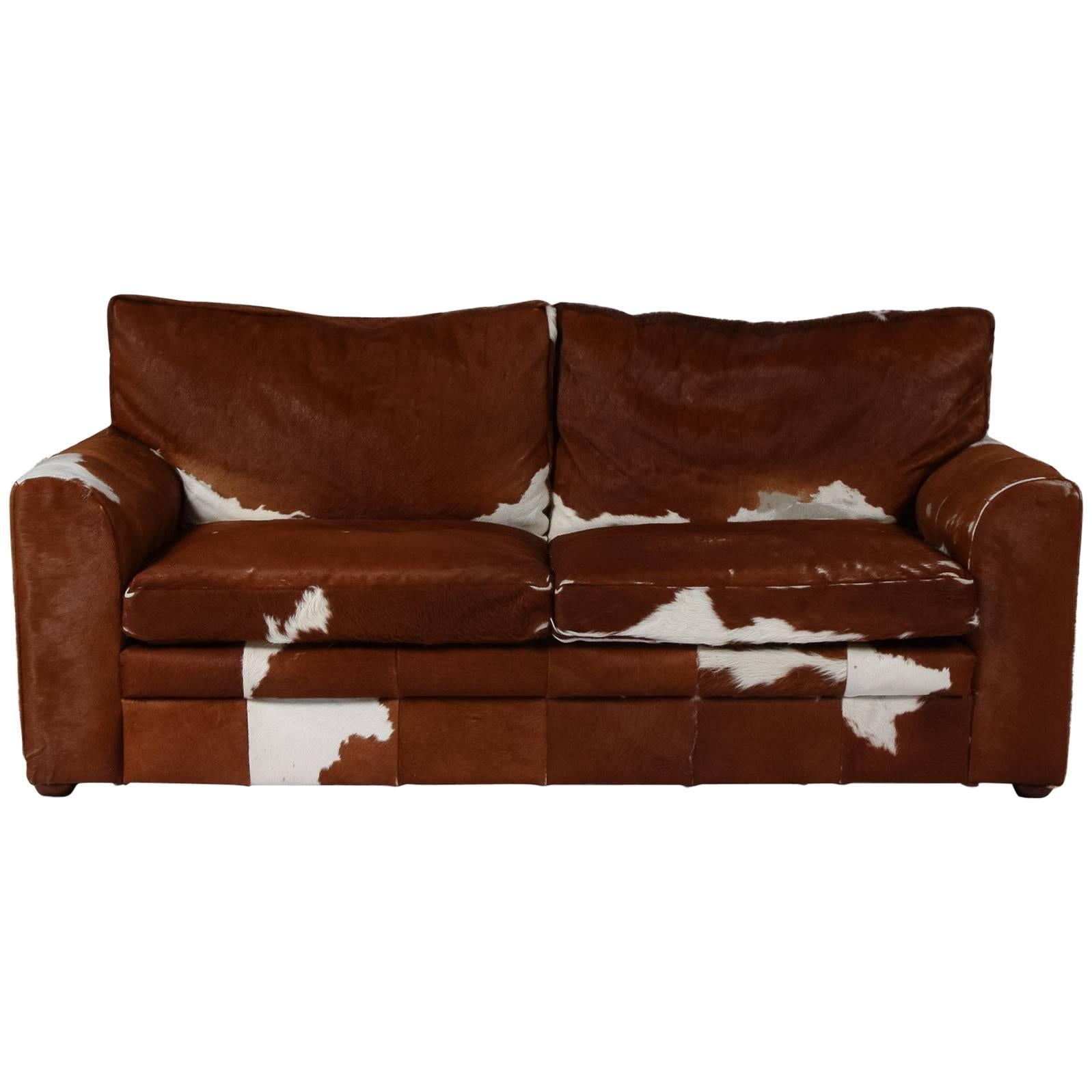 Vintage Cow Hide Sofa For Sale