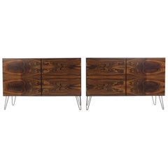 Omann Jun, Set of Two Upcycled Palisander Sideboards on Hairpin Legs