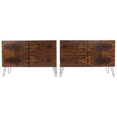 Omann Jun, Set of Two Upcycled Palisander Sideboards on Hairpin Legs
