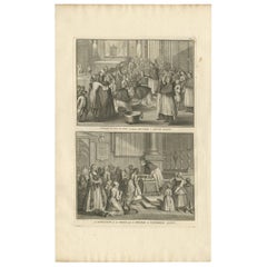 Antique Print of Two Religious Ceremonies by B. Picart, 1724
