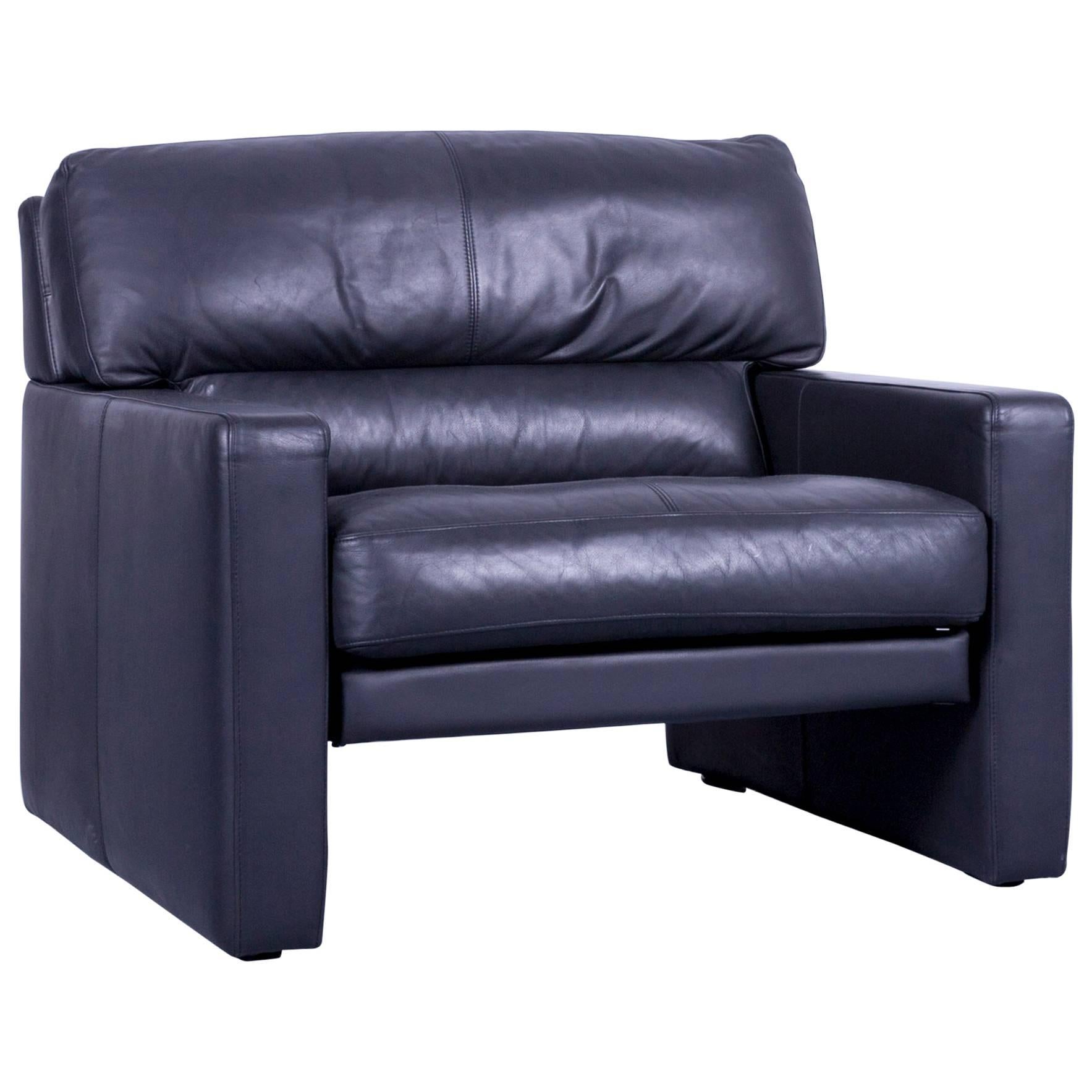 WK Wohnen Designer Armchair Leather Black Couch Modern