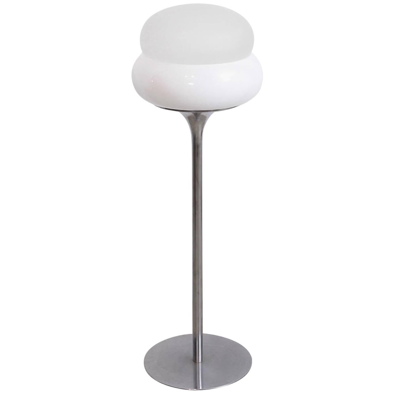 Italian 1970s Floor Lamp with Glass/ Lucite Shade in the Manner of Tobia Scarpa