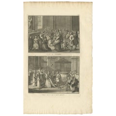 Antique Print of Two Catholic Ceremonies by B. Picart, 1724