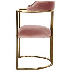 Modern Style Acapulco Dining Chair Brass Frame Mauve Velvet Upholstery
