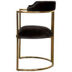 Modern Style Acapulco Dining Chair Brass Frame Black Velvet Upholstery