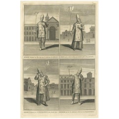 Antique Print of Four Prisoners of the Inquisition by B. Picart, 1722