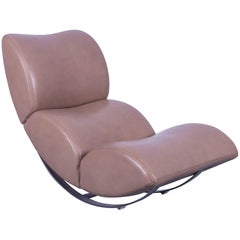 Koinor Jetlag Designer Rocking Chair Beige Crème Leather One-Seat Metal Frame