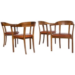Ole Wanscher, a Set of Four Rosewood and Nigerian Leather Armchairs, 1958
