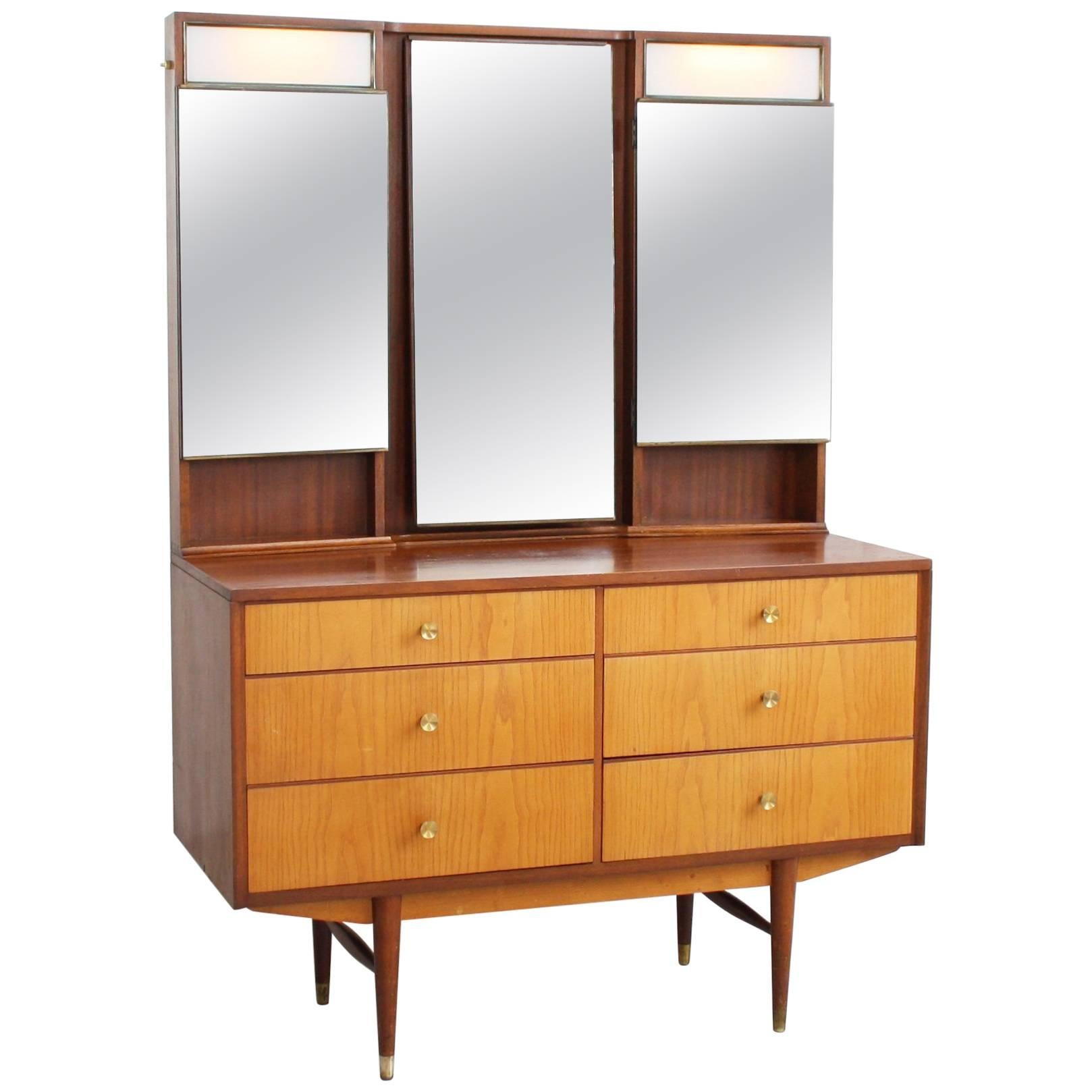 Midcentury Dressing Table with Light