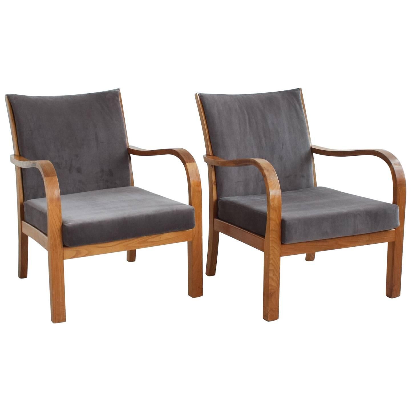 Midcentury Velvet Lounge Chairs For Sale