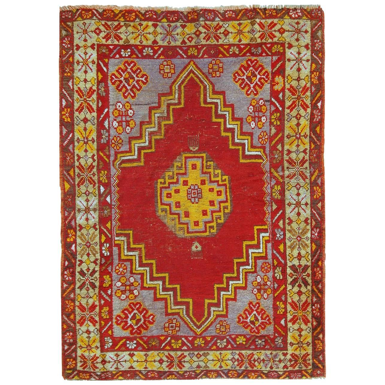 Handmade Antique Turkish Anatolian Rug, 1920s