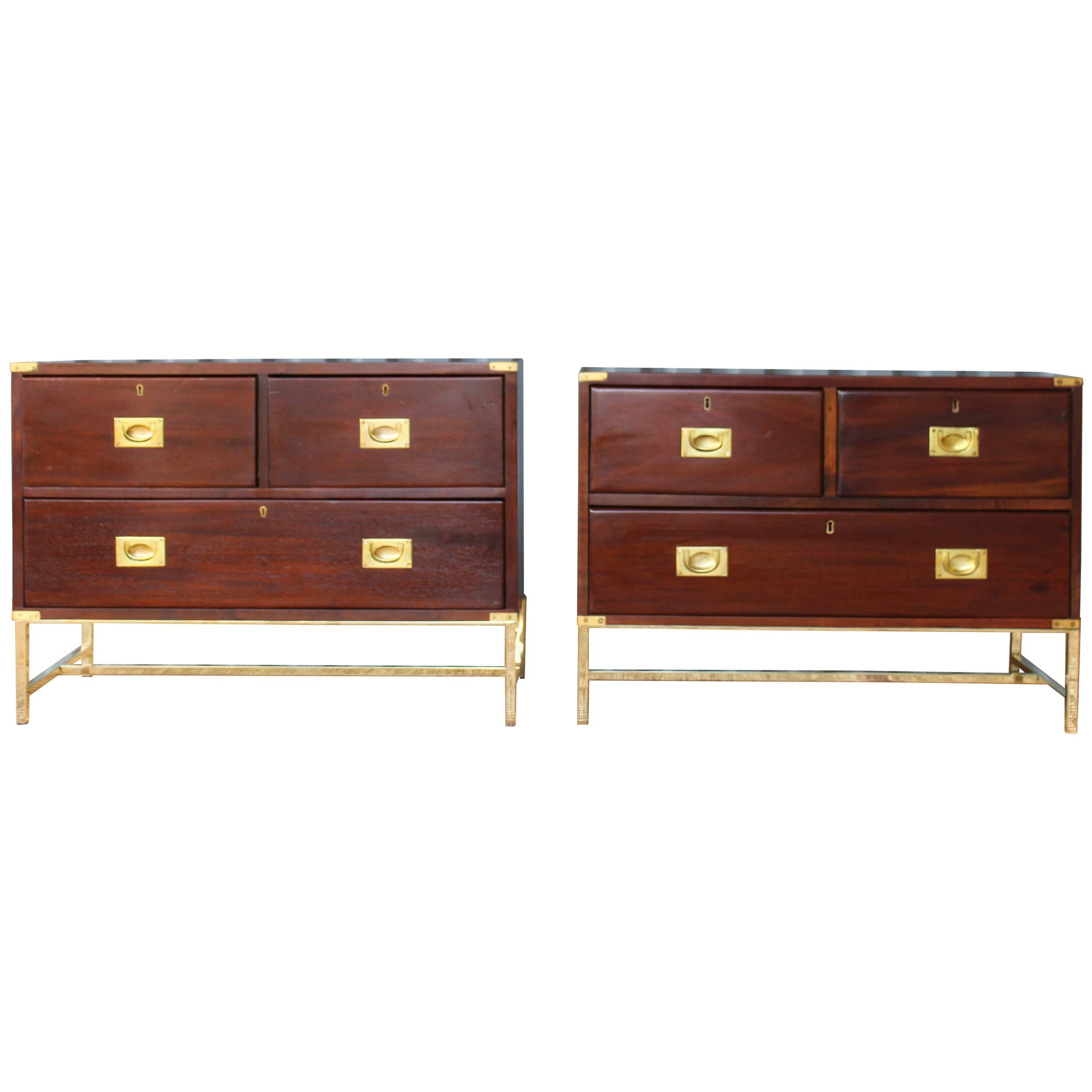 Pair of 19th Century English Campaign Chests