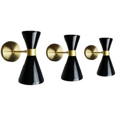 Italian Modern Brass & Enamel "Campana" Wall Sconce or Lamp, Blueprint Lighting