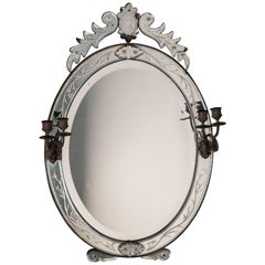 Antique Italian Venetian Mirror with Girandole Candle, 1890