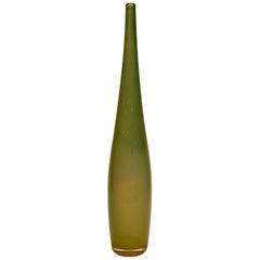 Orrefors Swedish Art Deco Opalescent Green Glass Single Flower