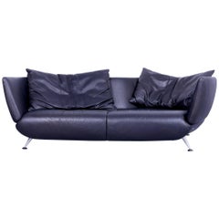 de Sede DS-102 Designer Sofa Leather Black Three-Seat Couch Matthias Hoffmann