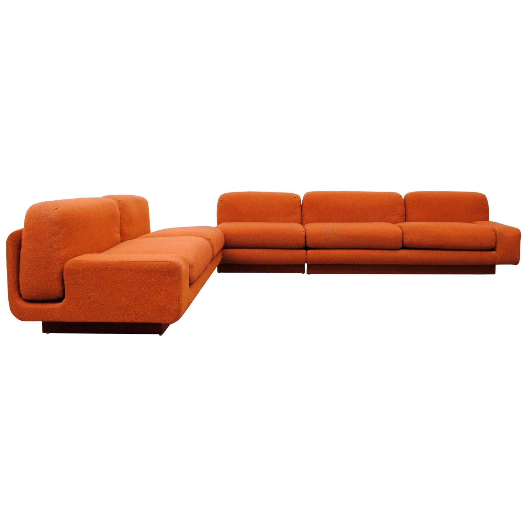 Mod 1970s Rust Sectional Sofa