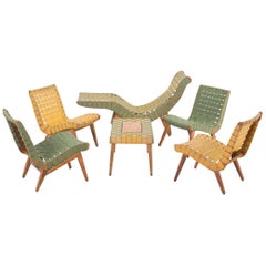 1940's Jens Risom Style Furniture Set With a Klaus Grabe Chaise