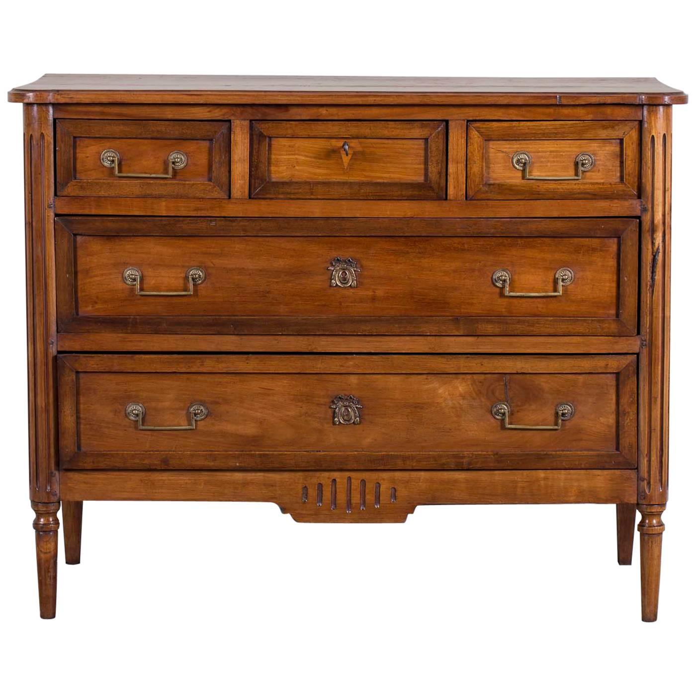 Antique French Louis XVI Walnut Chest of Drawers, circa 1790