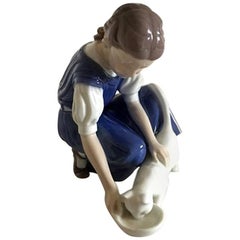 Bing & Grondahl Figurine Girl with Cat #1745