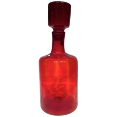 Blenko Glass Co Red American Bottle, circa 1950