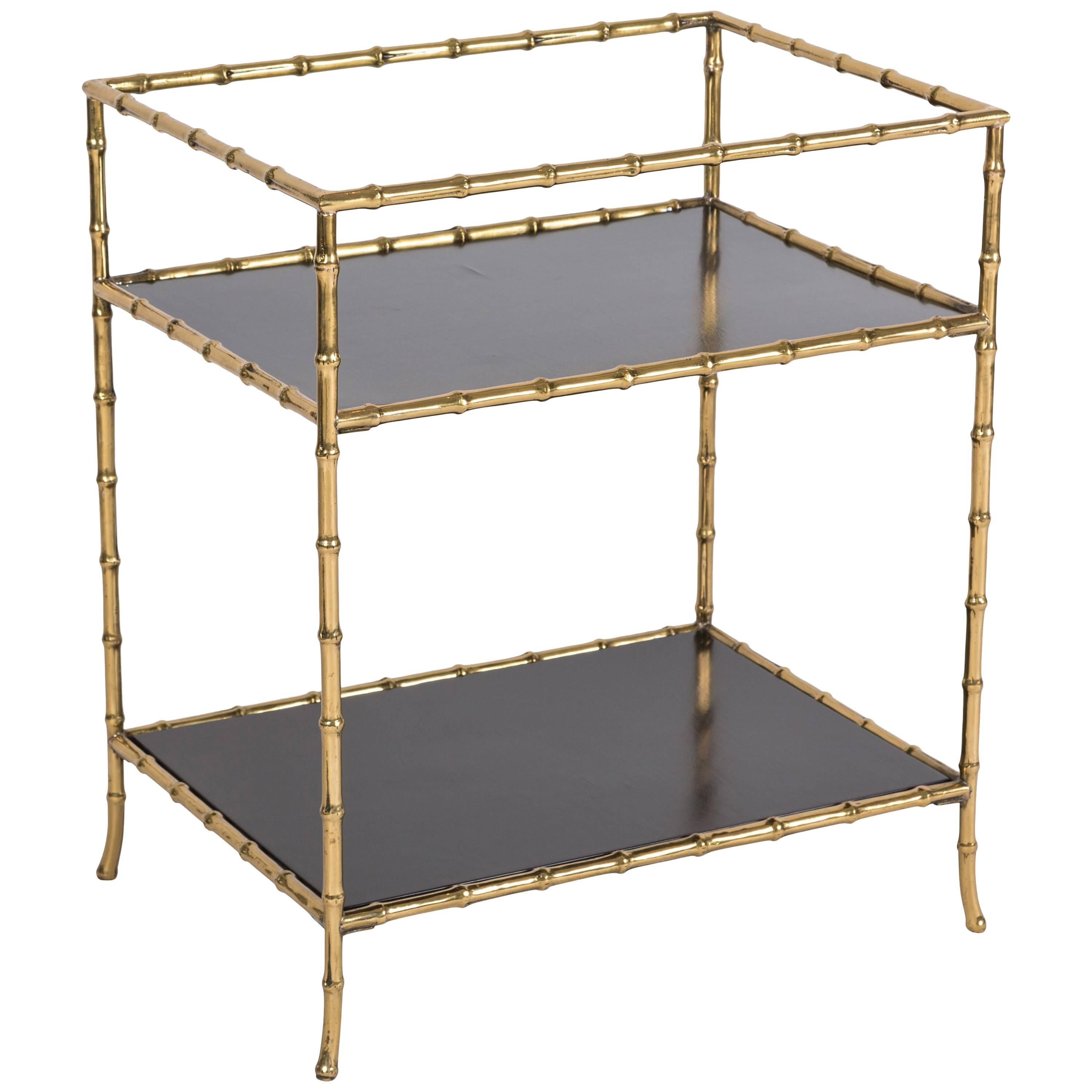 Two-Tier Bar Table with Brass Bamboo Detailing