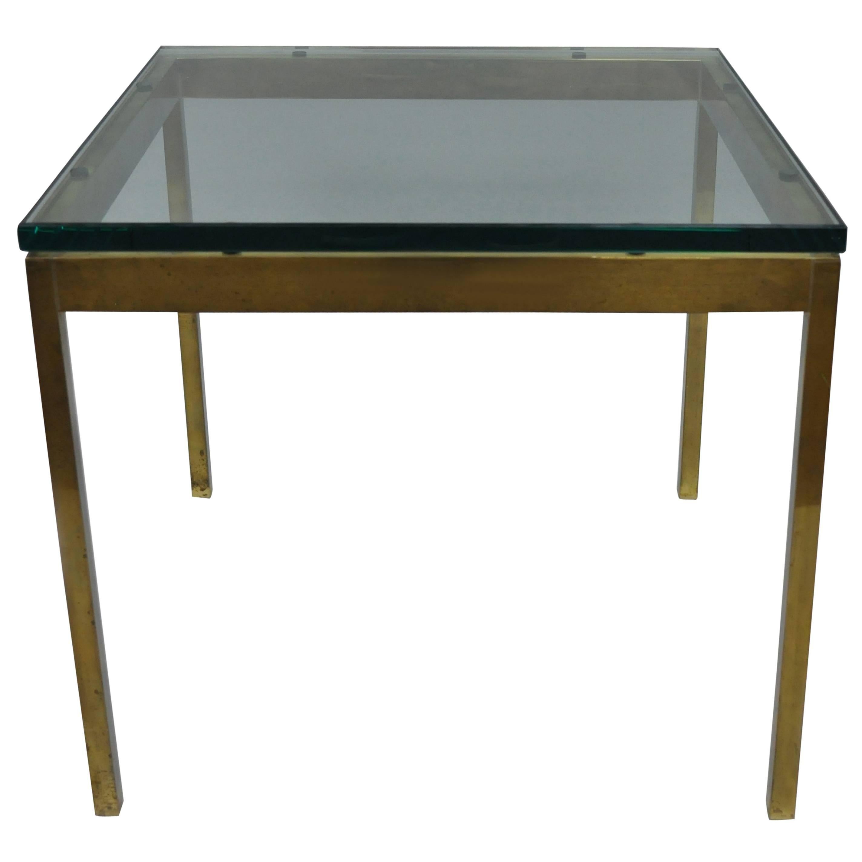 Burnished Brass Bronze Square Mid Century Modern Side Table by Scope Furniture