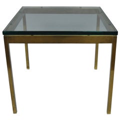 Vintage Burnished Brass Bronze Square Mid Century Modern Side Table by Scope Furniture
