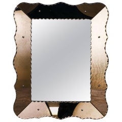 Midcentury Copper Colored Venetian Glass Mirror