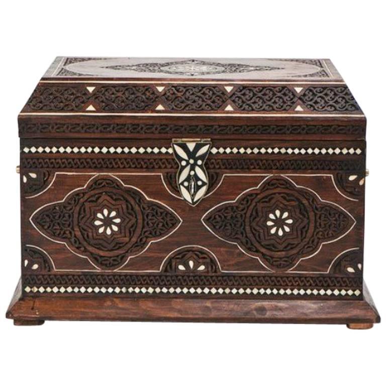 Large Vintage Inlaid Moroccan Wedding Jewelry Box at 1stdibs