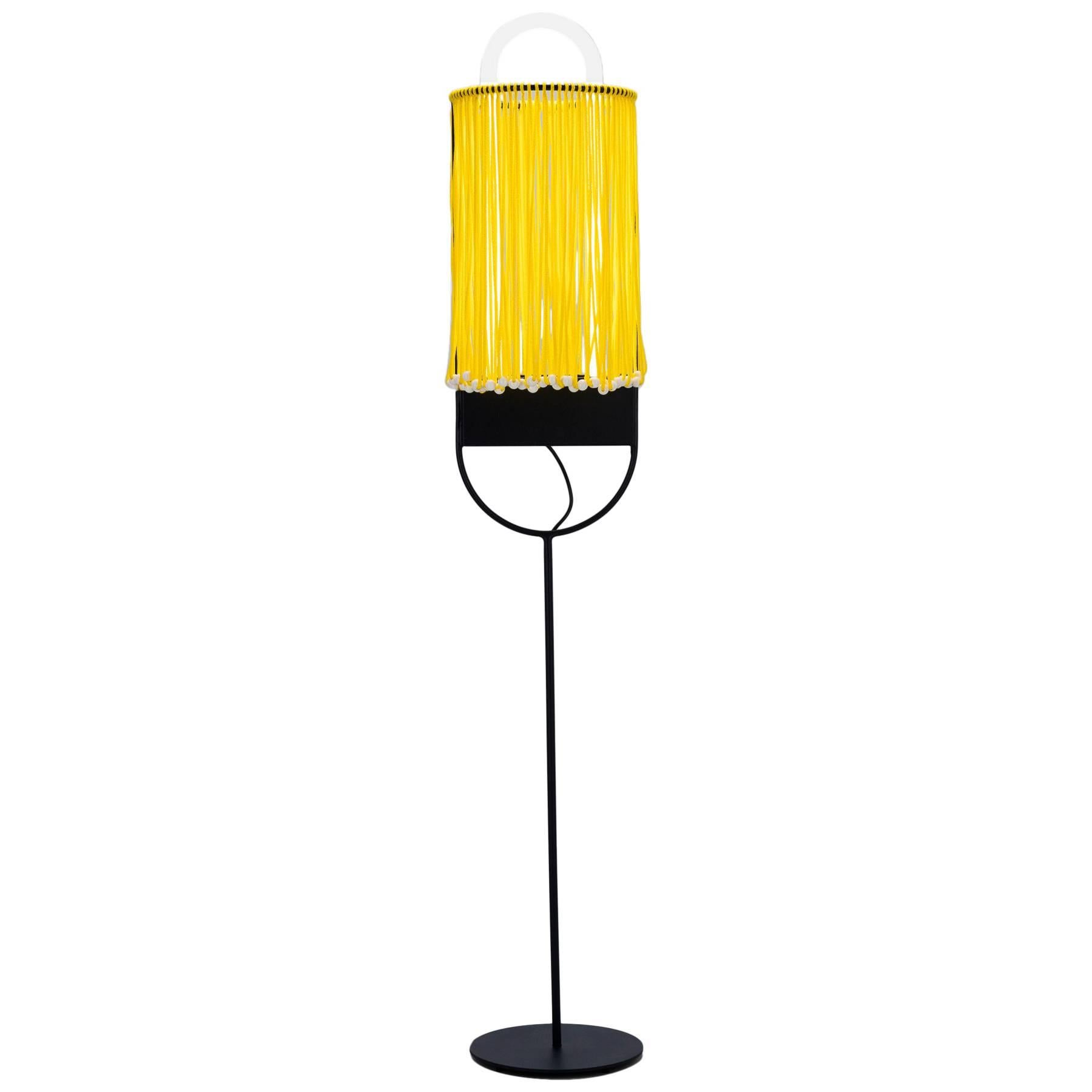 Sculptural Floor Lamp with Pearl and Neon Yellow Contemporary Style For Sale