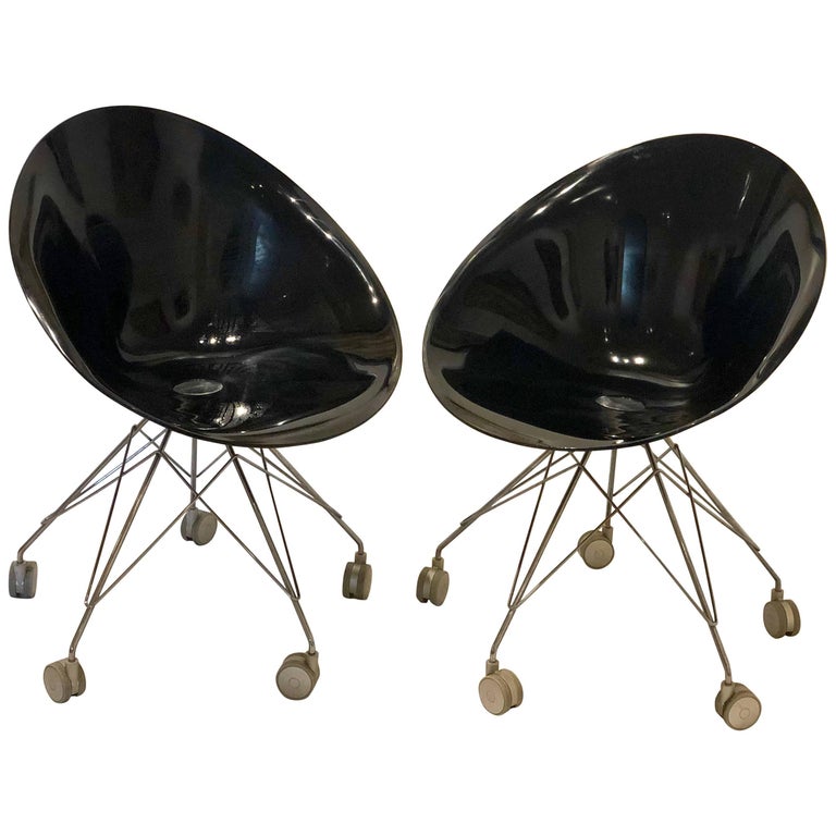 椅子 Kartell EroS black Eros Swivel Chair Set by Phillippe Starck for Kartell-Black