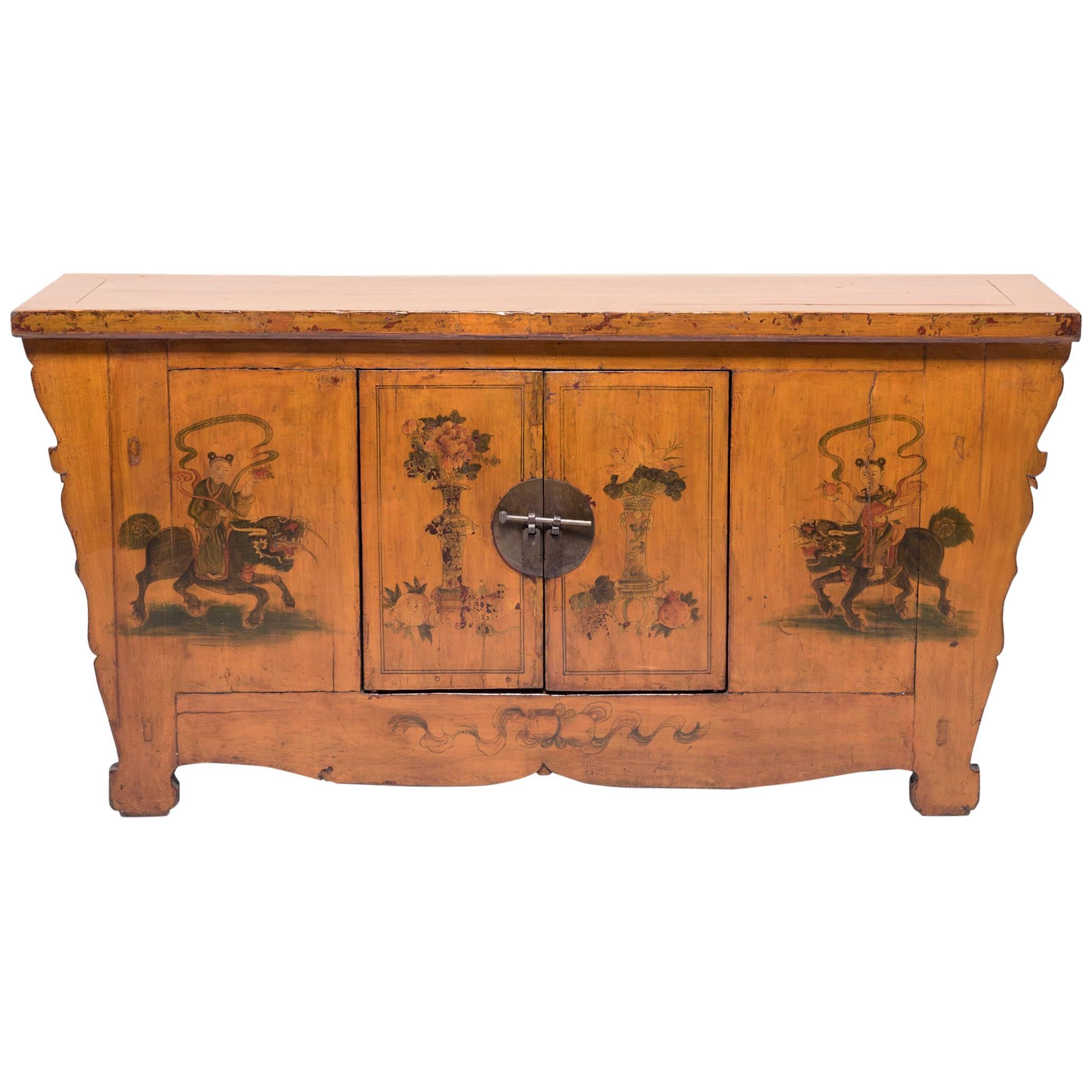 Early 20th Century Chinese Painted Qilin Sideboard