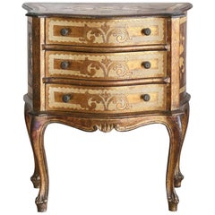 Early 19th Century Vintage Nightstand in Gilt and Buttercream