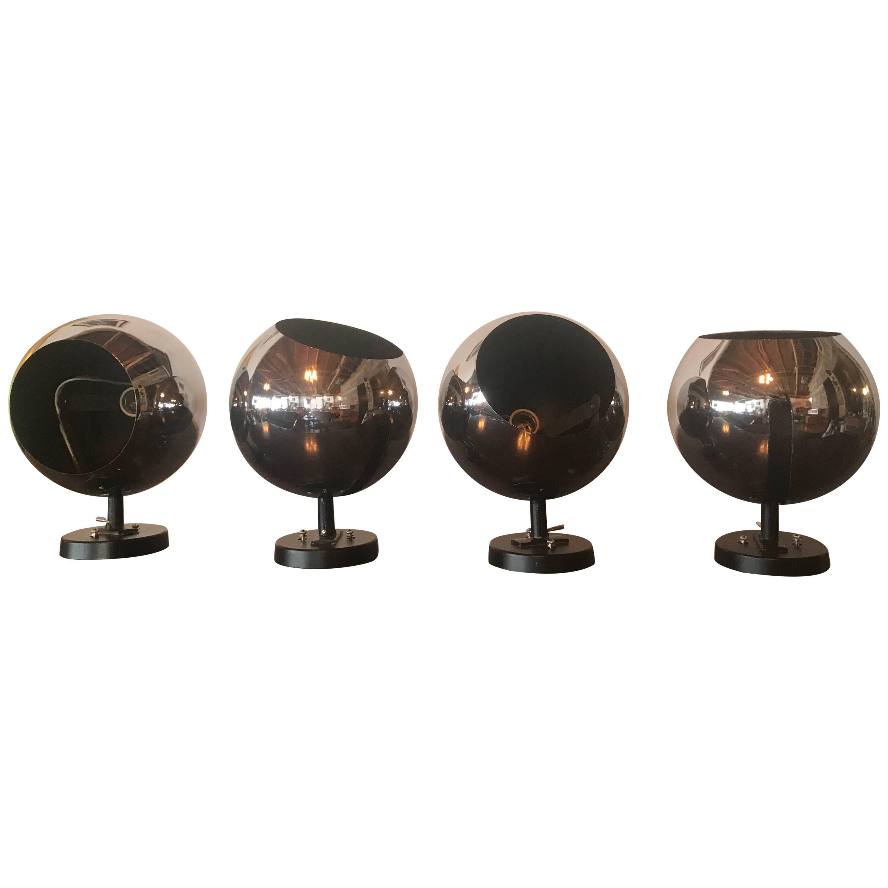 Vintage Midcentury Chrome Ball Wall or Ceiling Sconce Lightolier Light