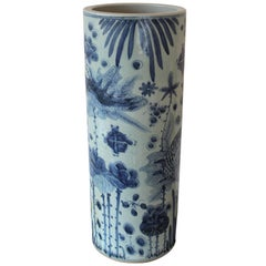 Vintage Chinese Blue and White Ceramic Umbrella Stand
