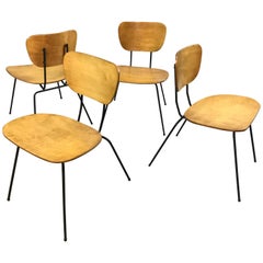 Danish Modern Birch and Wrought Iron Dining Chairs