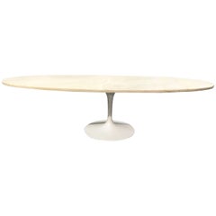 Mid-Century Modern Oval Carrara Marble Tulip Base Coffee Table