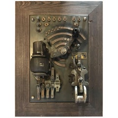 Framed Early Electric Industrial Elevator Control Panel Wall Mounted Sculpture