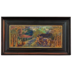 Fairyland Lustre Plaque 'Picnic' by a River, Wedgwood, circa 1925