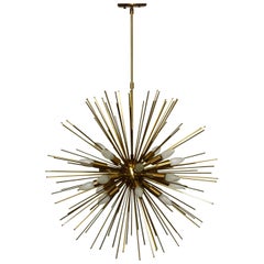 Large Twenty-Light Brass Sputnik or Urchin Chandelier