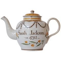 Prattware Teapot, Dated 1792